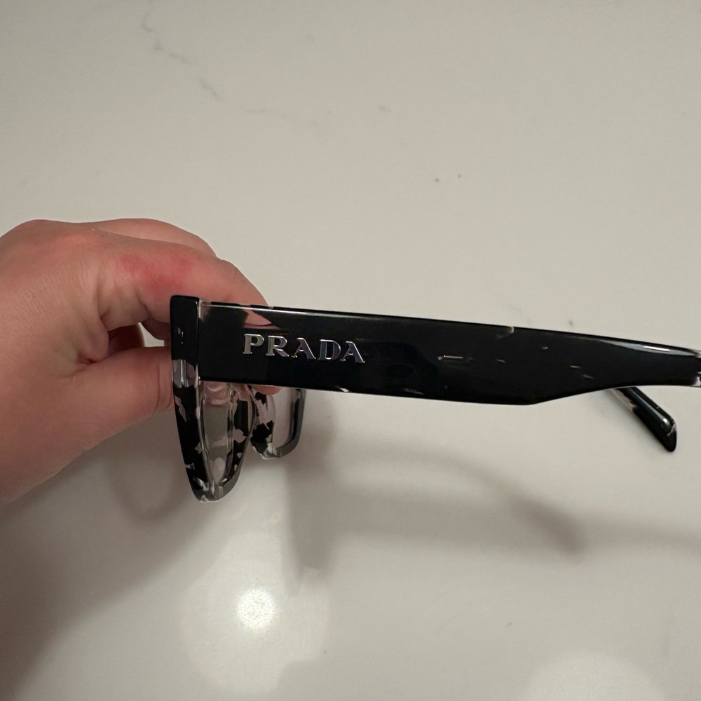 Prada Women's Black and Clear Patterned Glasses - Picture 7 of 9